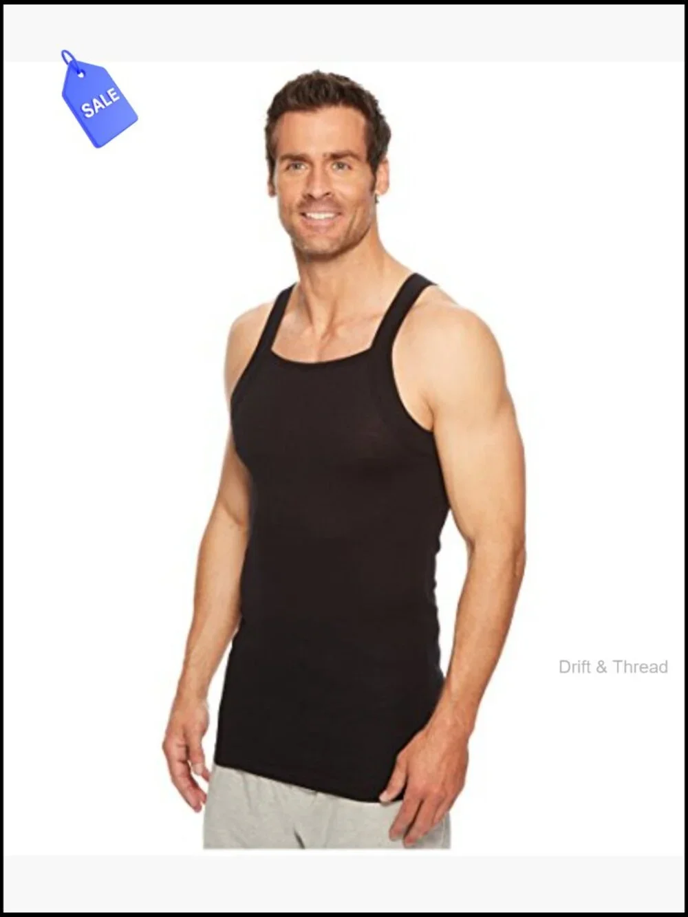 Men's Essential Cotton Square Cut Tank 2-Pack Sleeveless Fitted